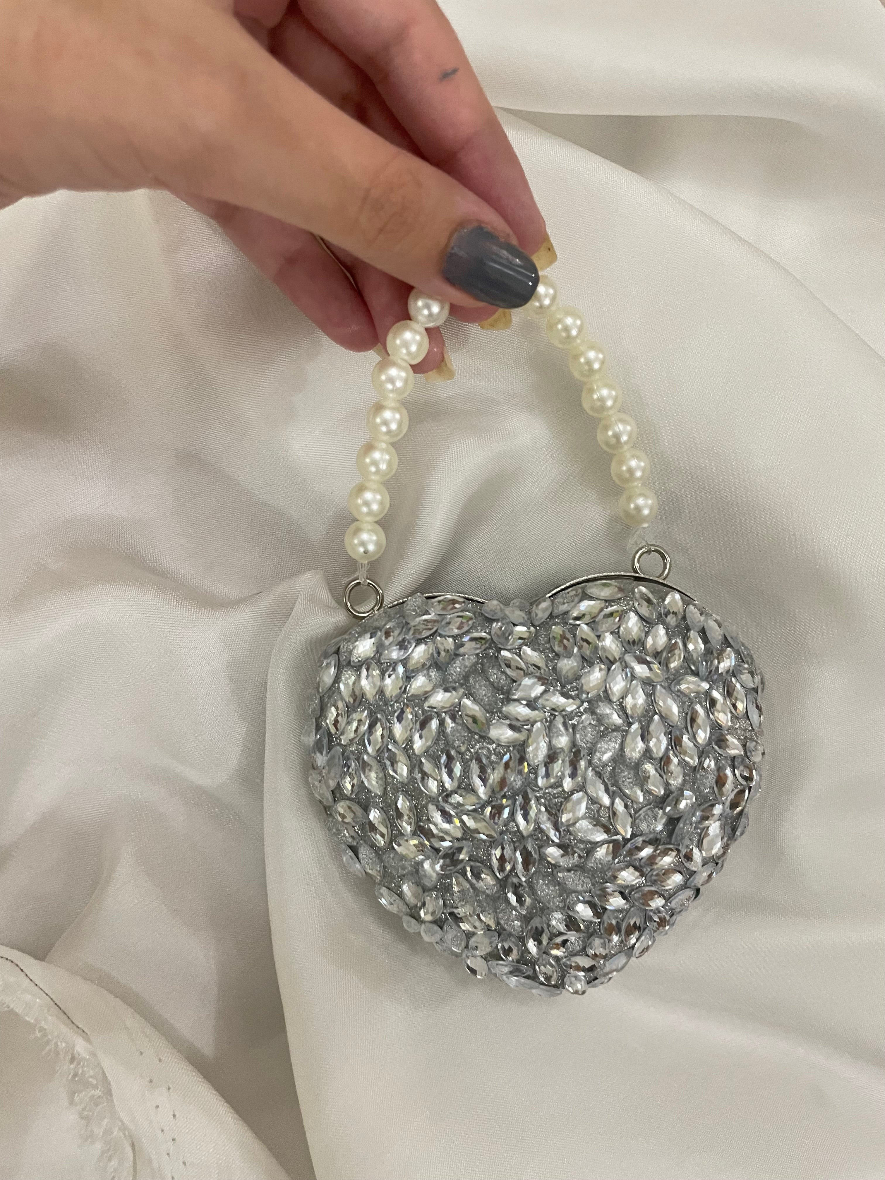 Mini stoned heart clutch