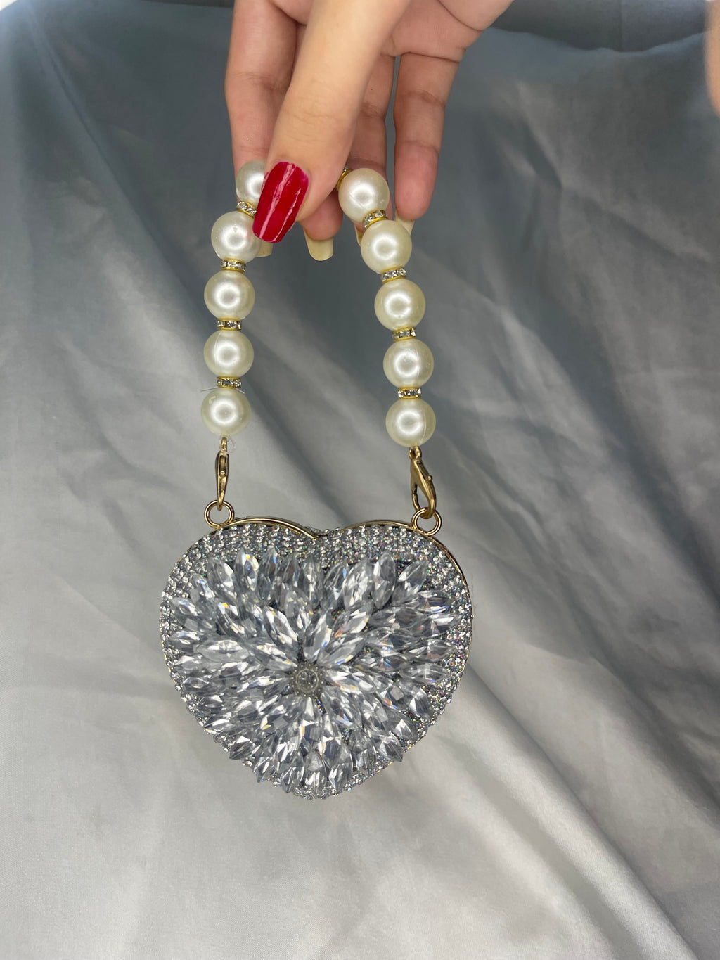 Crystal embellished , silver bag