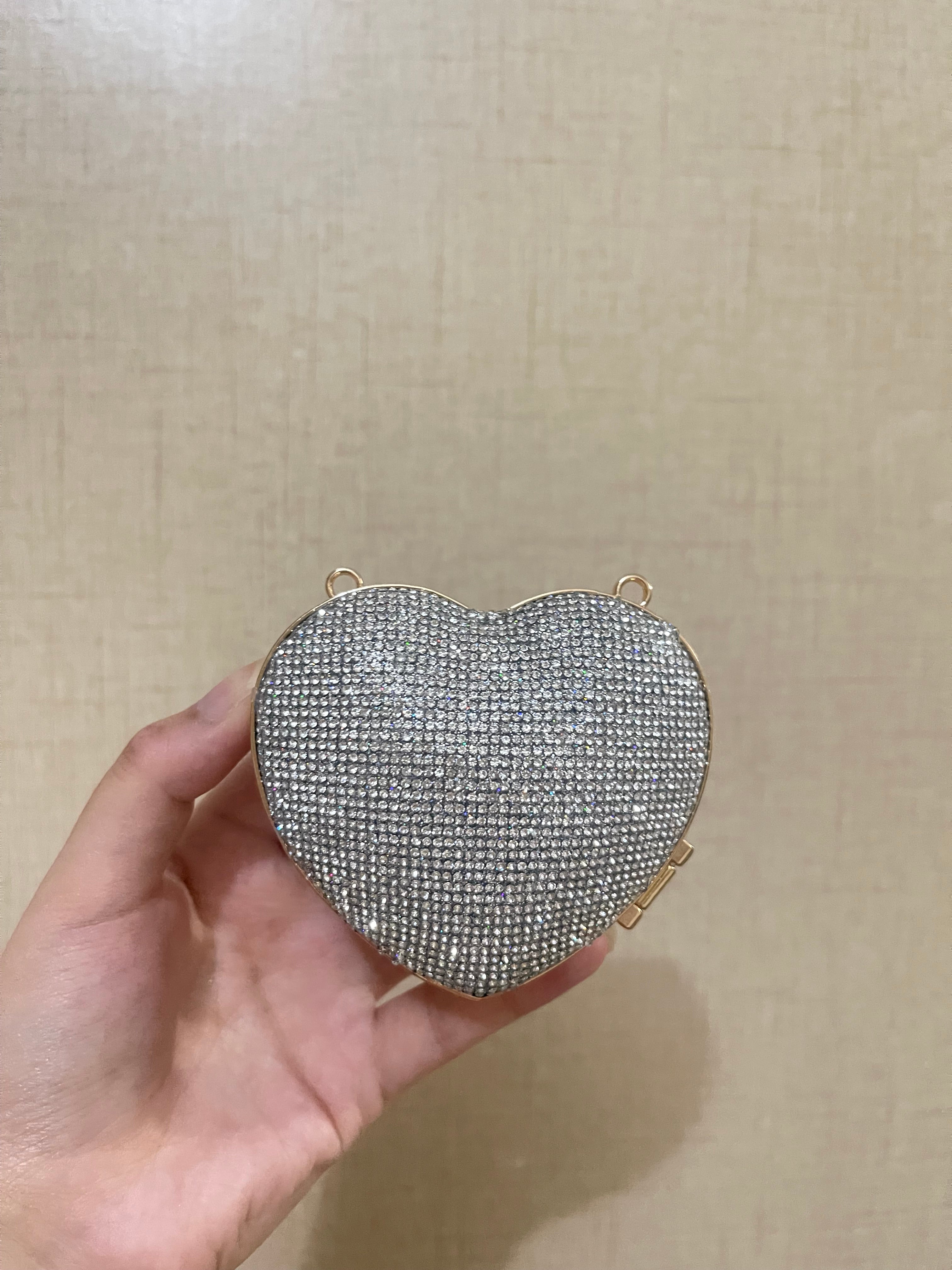 Mini stone embedded heart bag