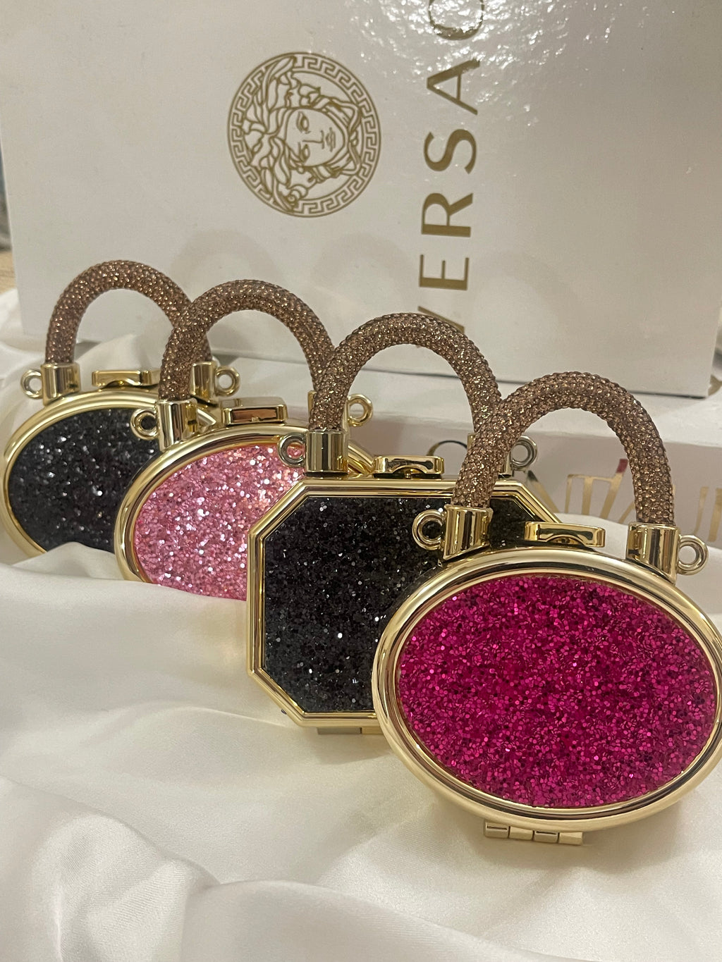 Shiny Black, mini blingy acrylic evening clutch