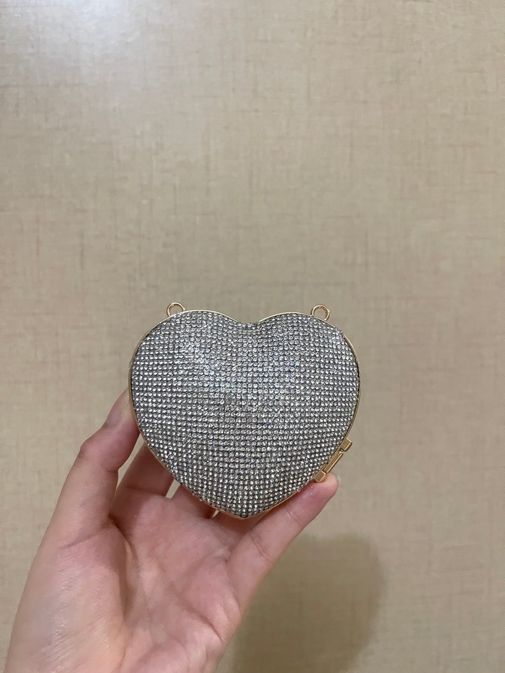 Mini stone embedded heart bag
