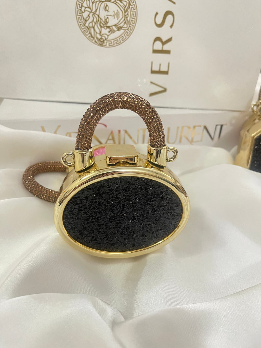 Shiny Black, mini blingy acrylic evening clutch