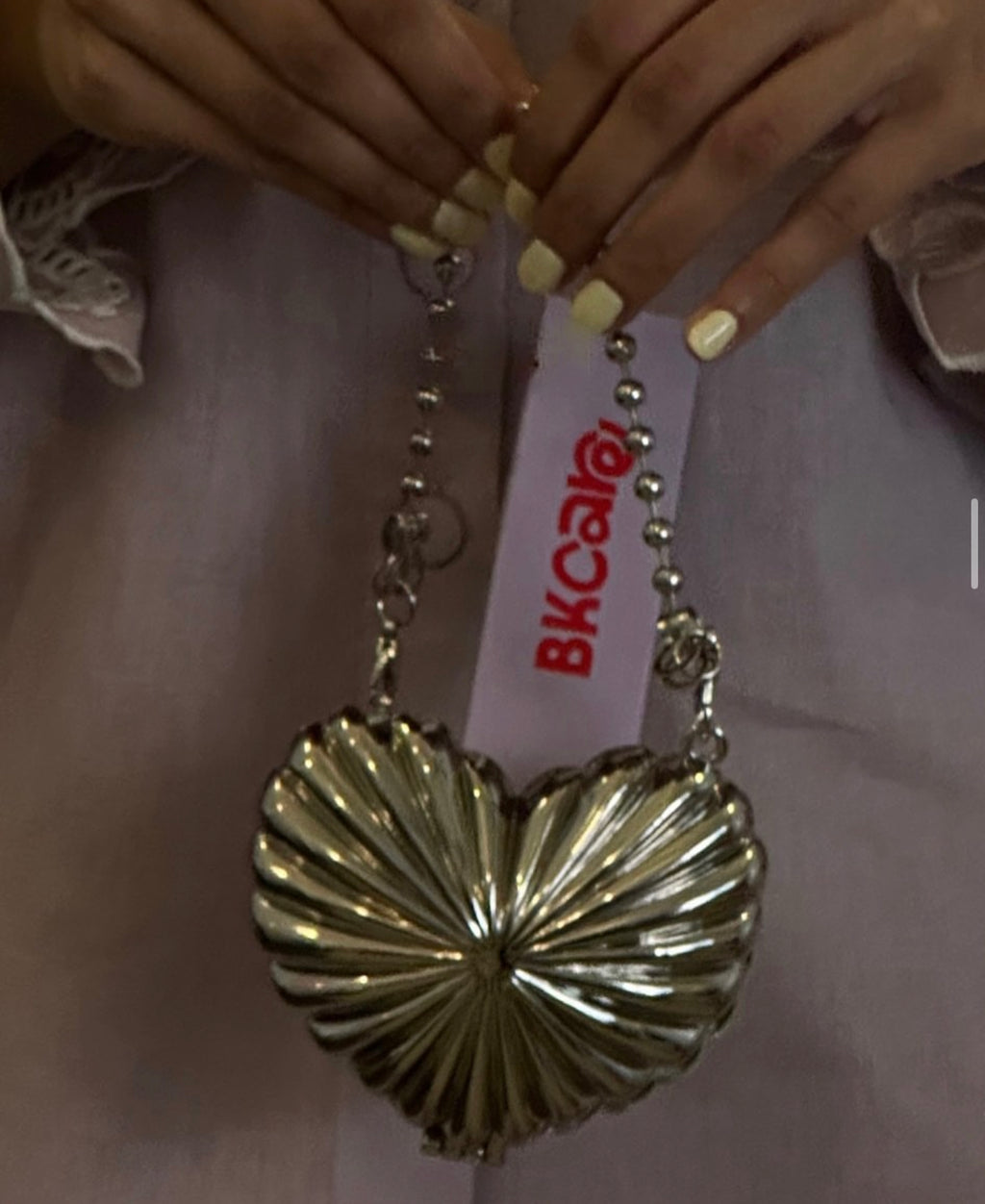 Metallic mini heart clutch (Silver)