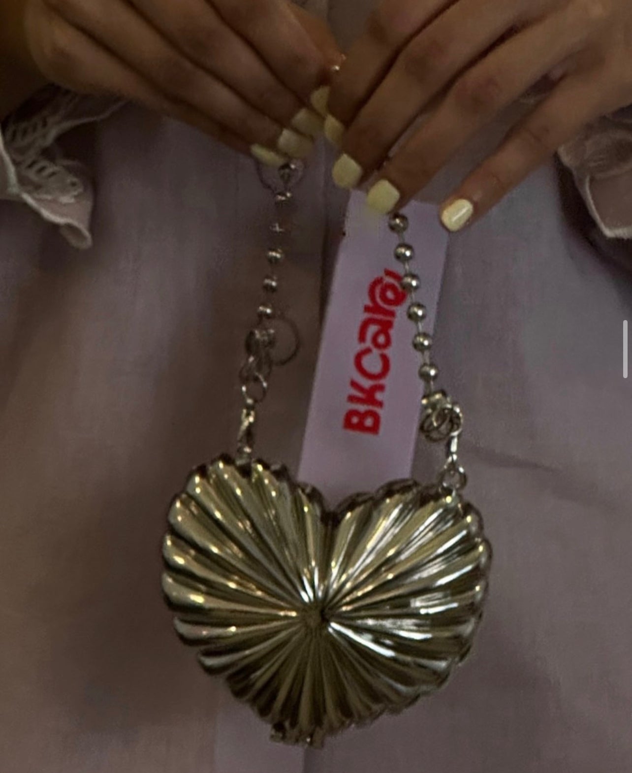 Metallic mini heart clutch (Silver)