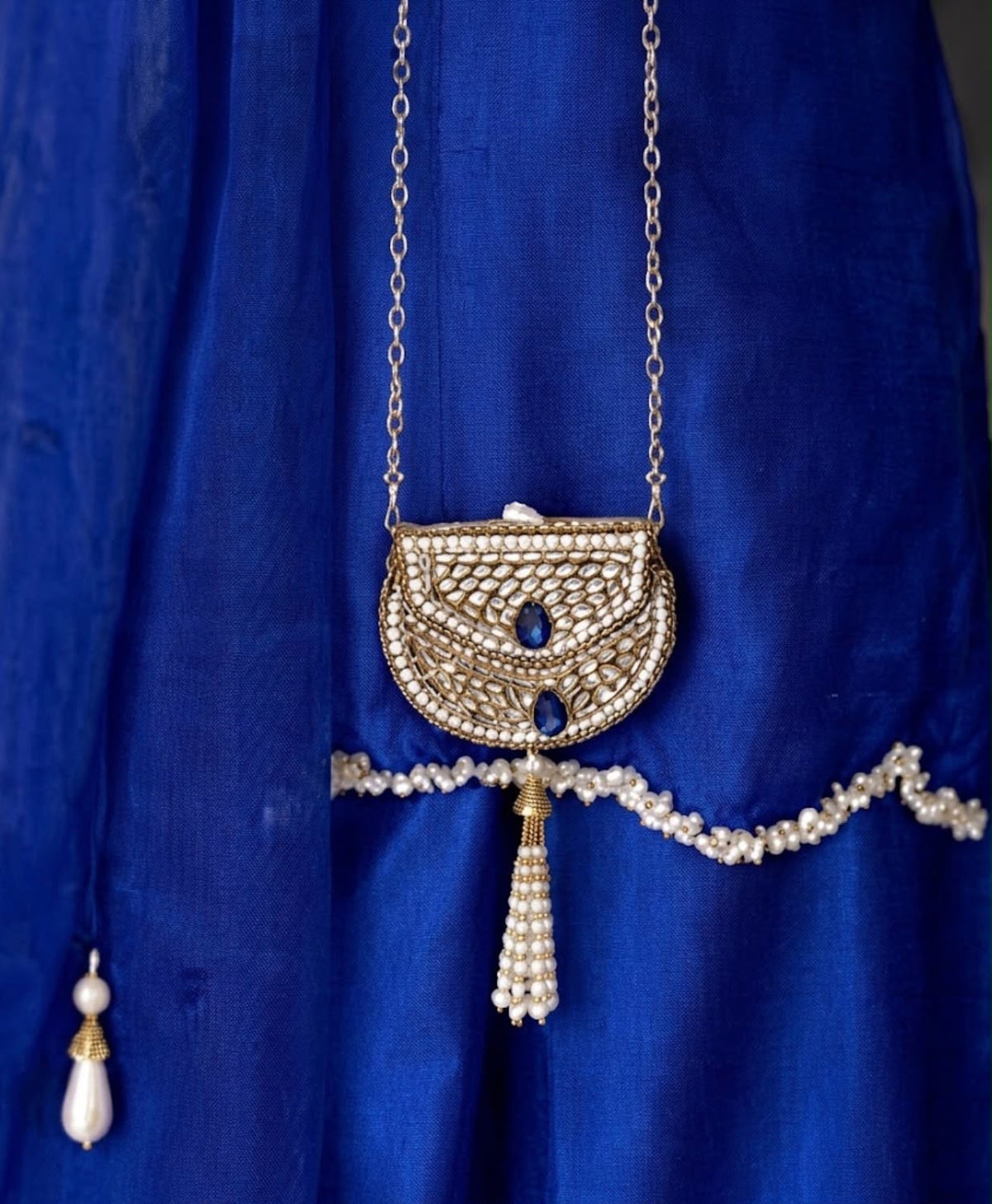 Kundan Blue Clutch