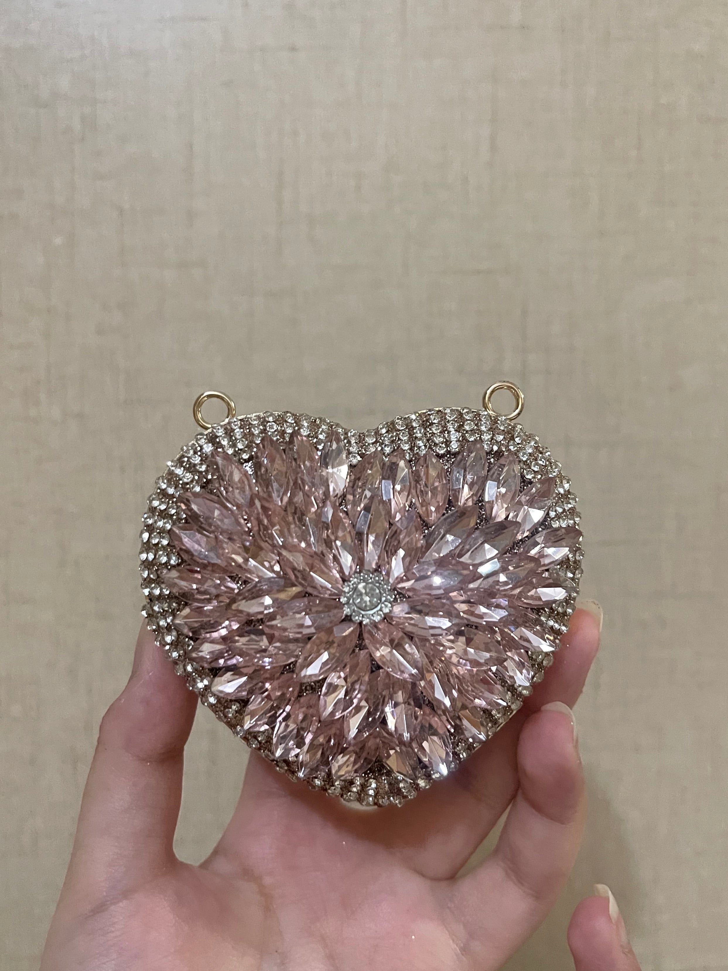 Crystal embellished light pink bag