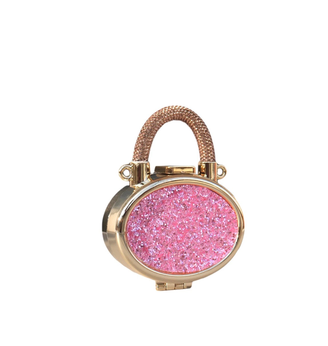(Rose Pink) mini blingy acrylic evening clutch with metal handle