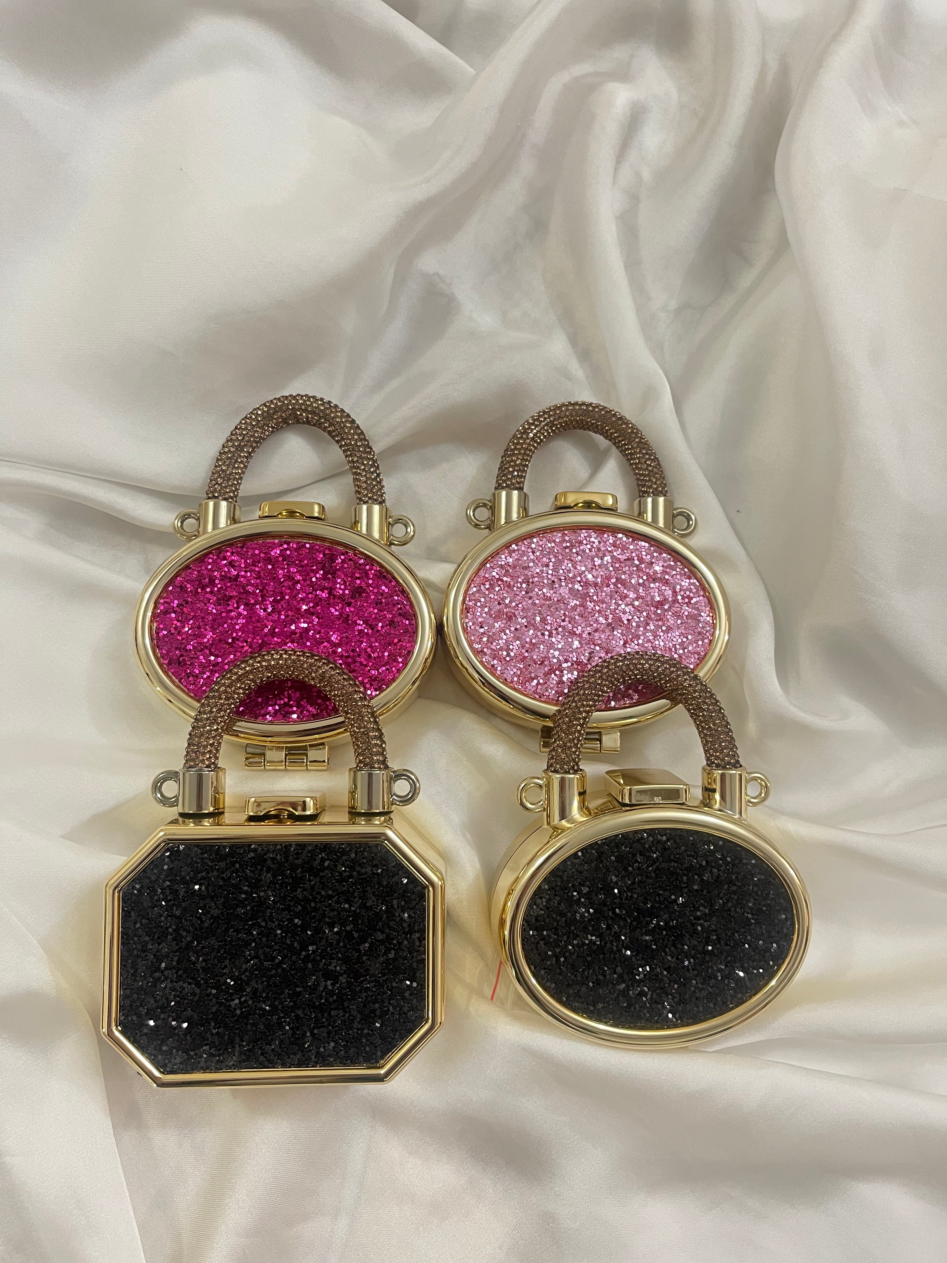 Black hexagon, mini blingy acrylic evening clutch