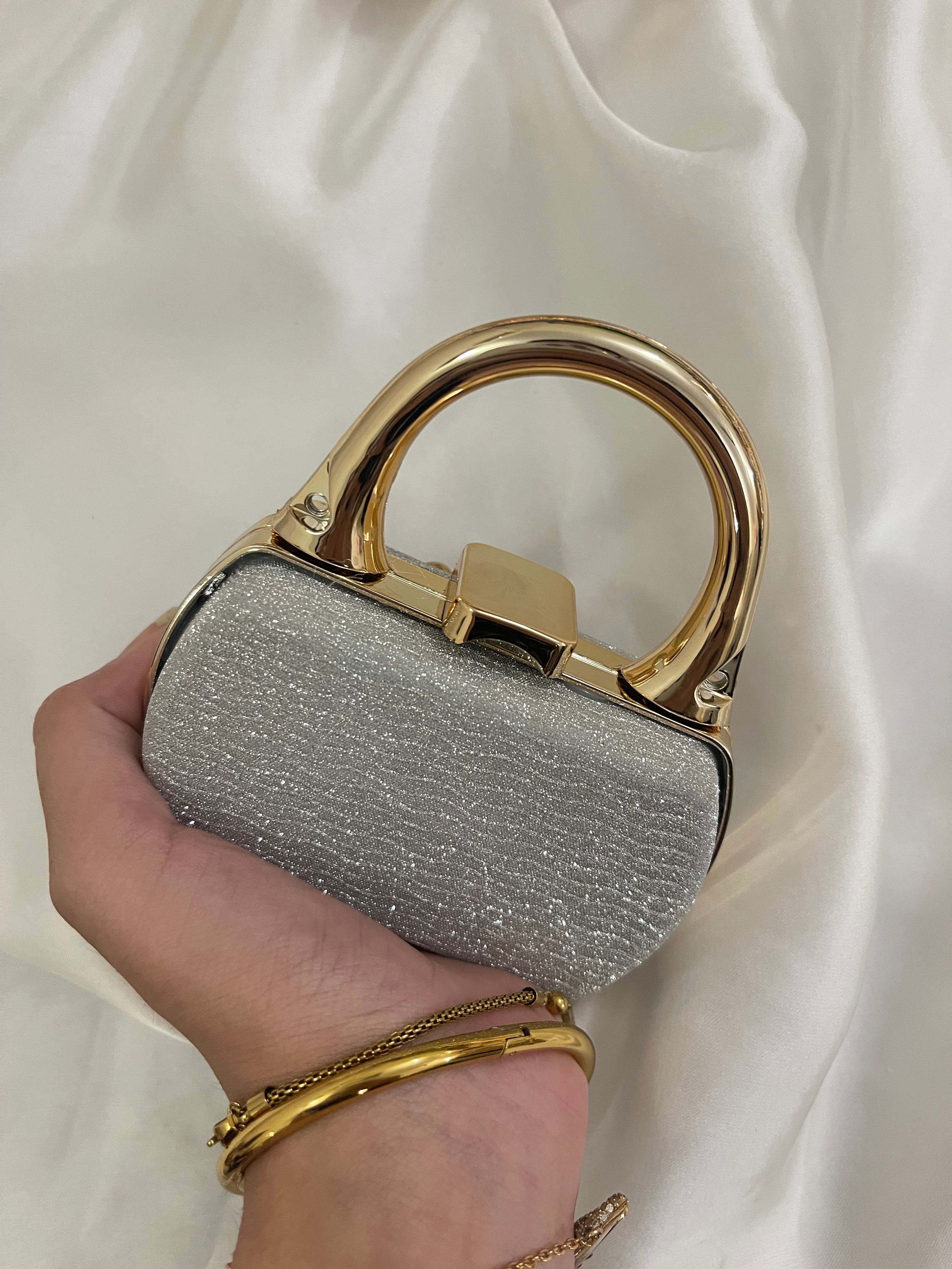 Mini silver clutch