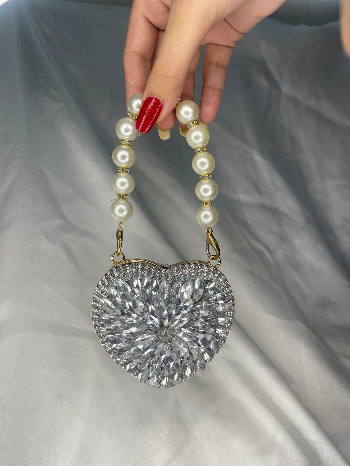 Crystal embellished , silver bag