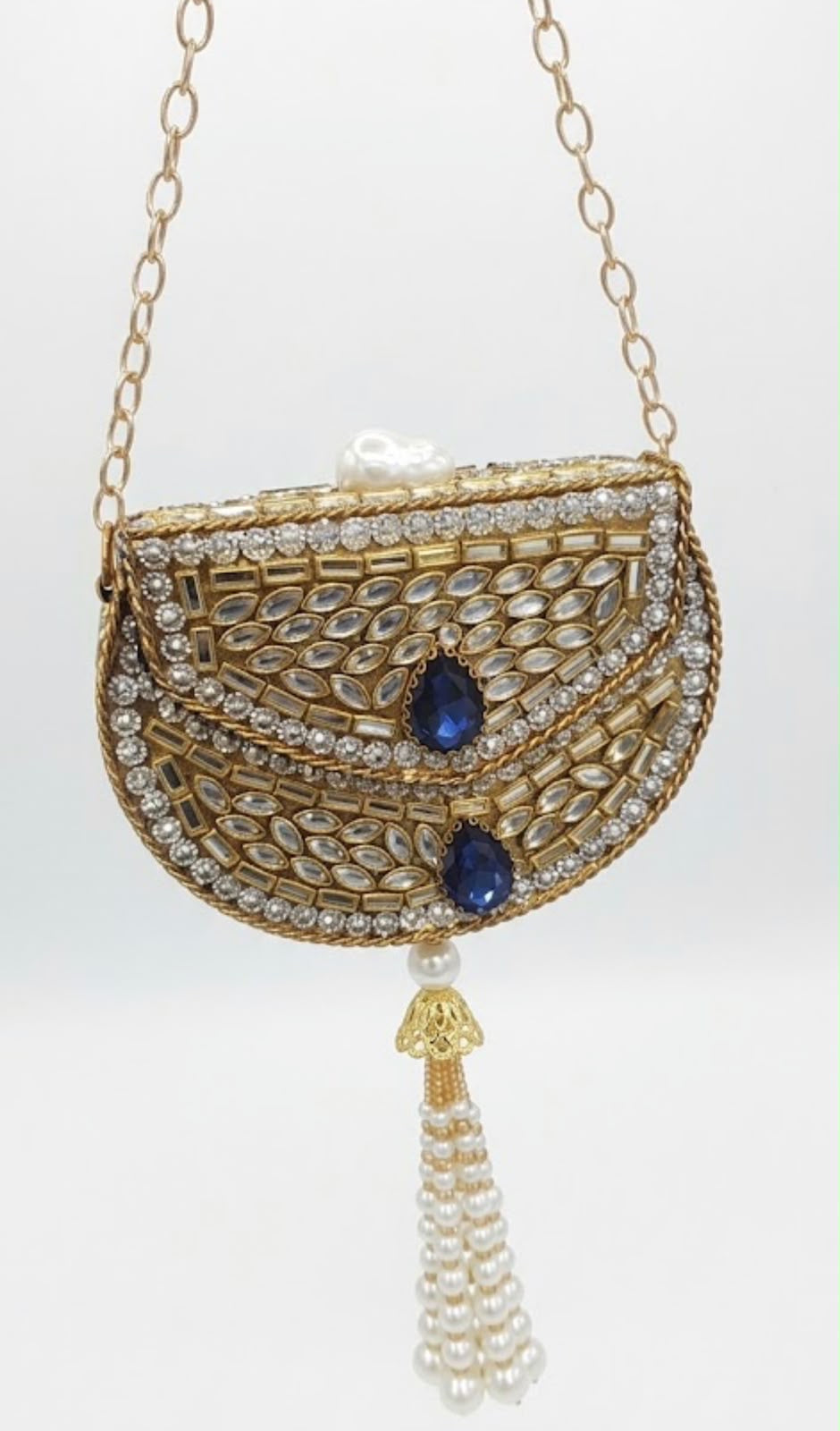 Kundan Blue Clutch