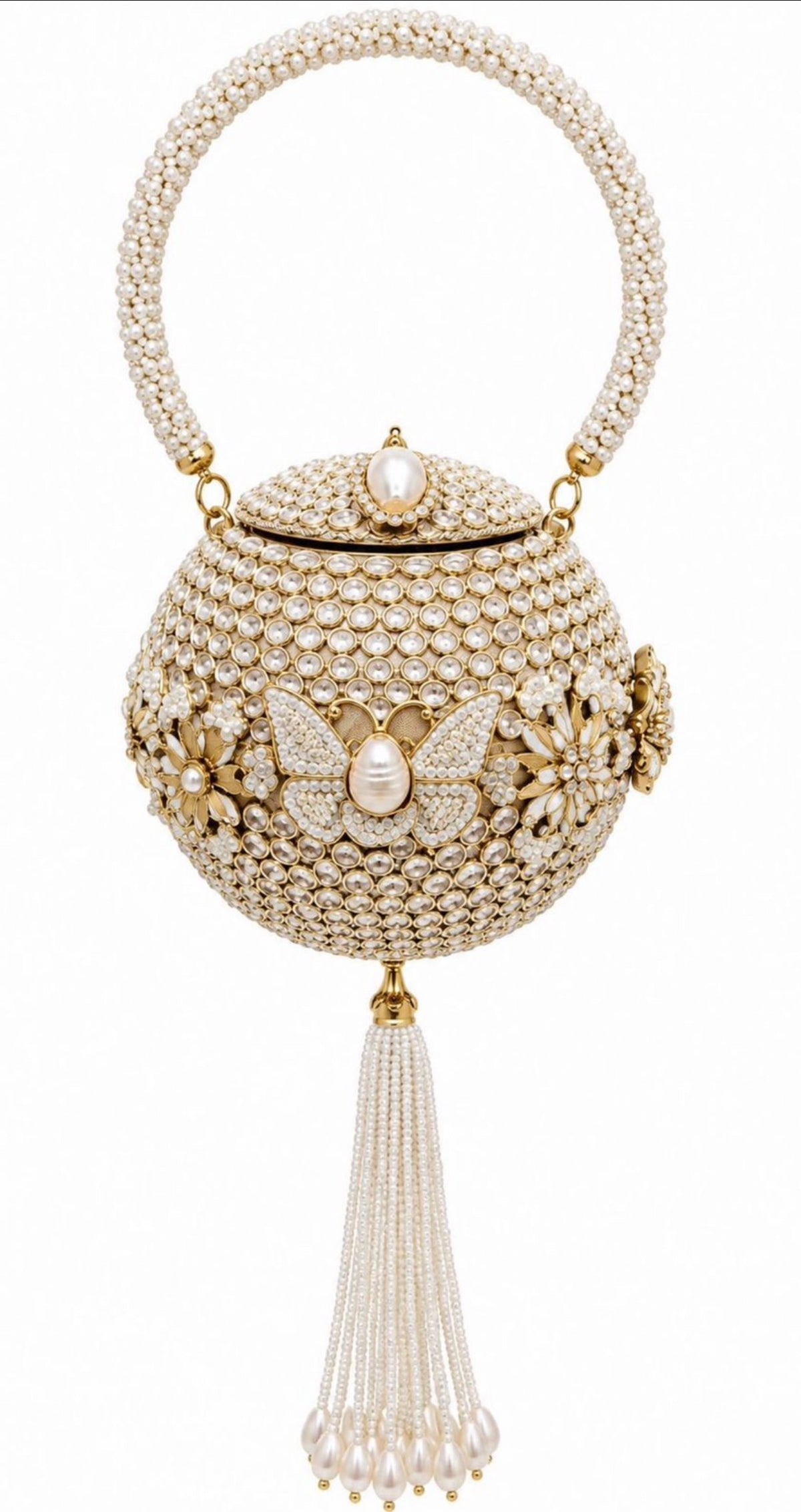 Oval beaded clutch