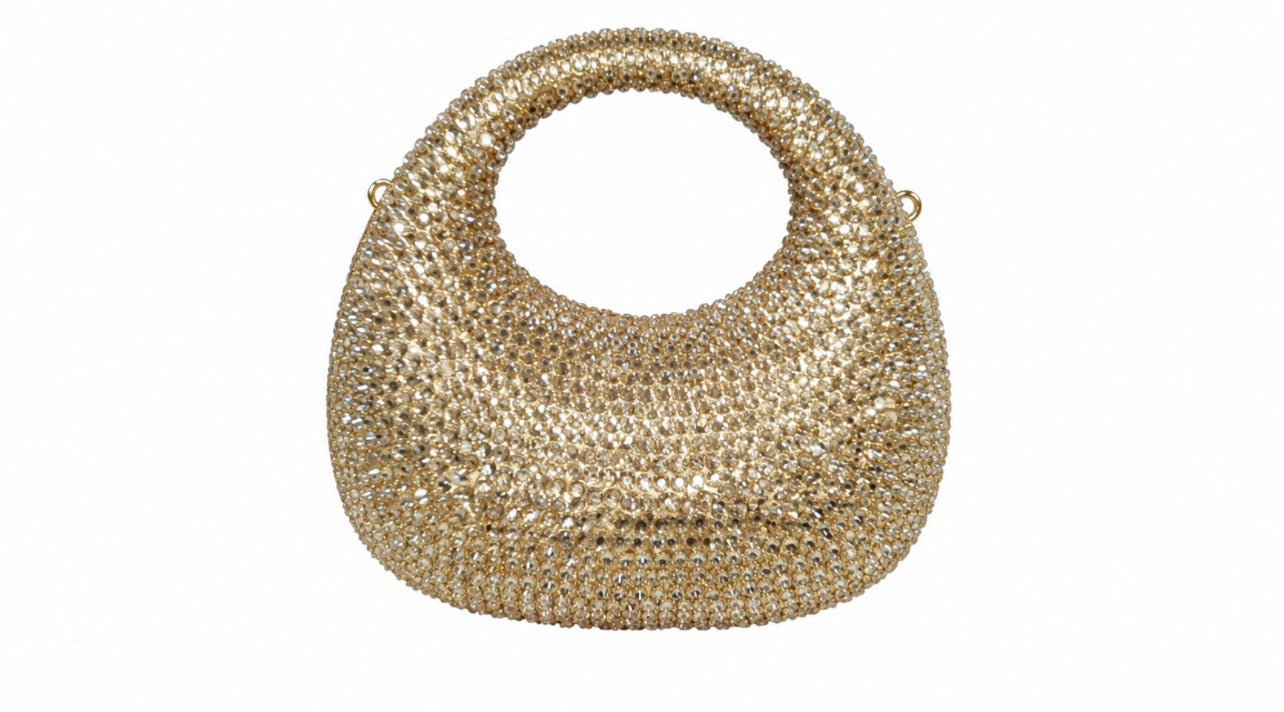 Half moon Swarovski clutch