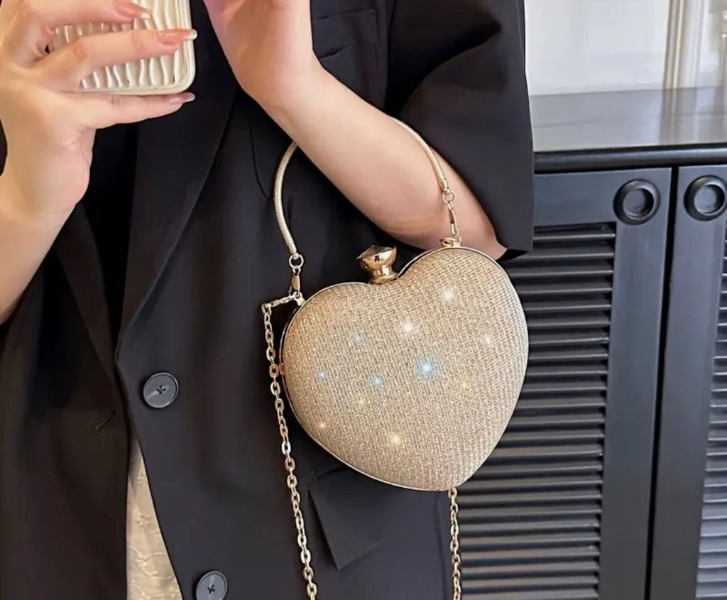 Heart shaped clutch bag