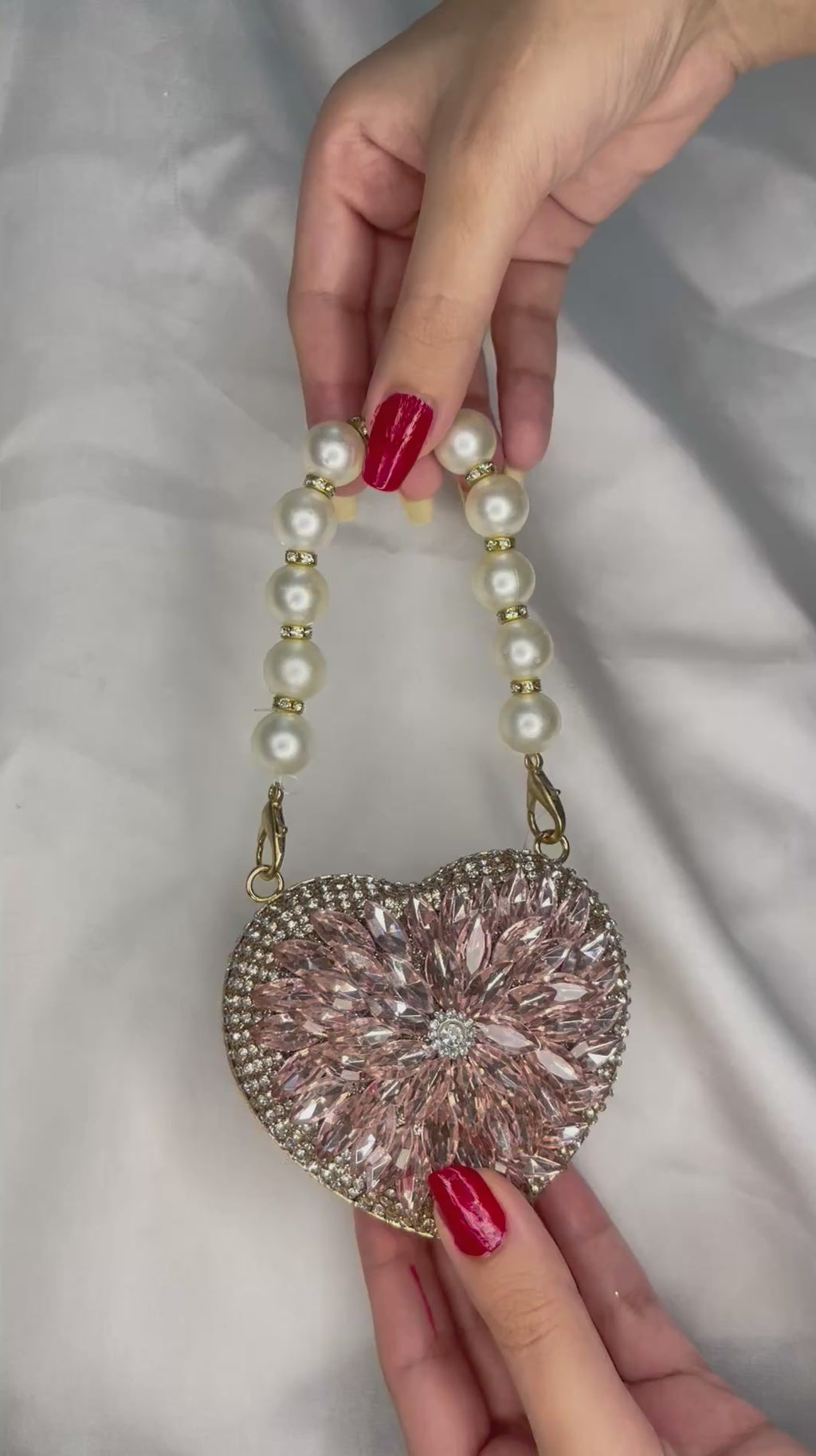 Crystal embellished light pink bag